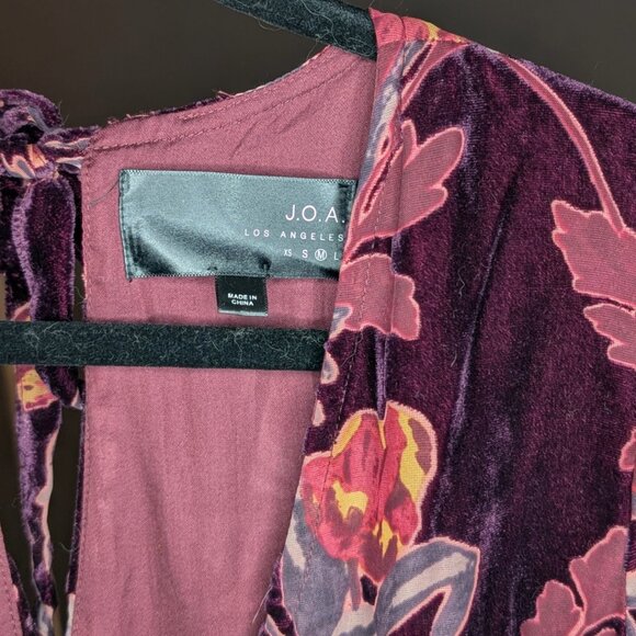 JOA Red Wine Burn Out Velvet Wrap Dress Sz M - Picture 3 of 3